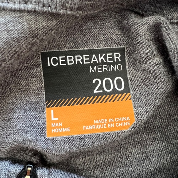 ICEBREAKER Merino 200 Half Zip 100% Merino Wool Base Layer Gritstone Heather - L - Picture 5 of 9